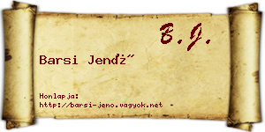 Barsi Jenő névjegykártya